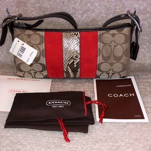 COACH 8K23 PYTHON SIGNATURE STRIPE DEMI PURSE BAG